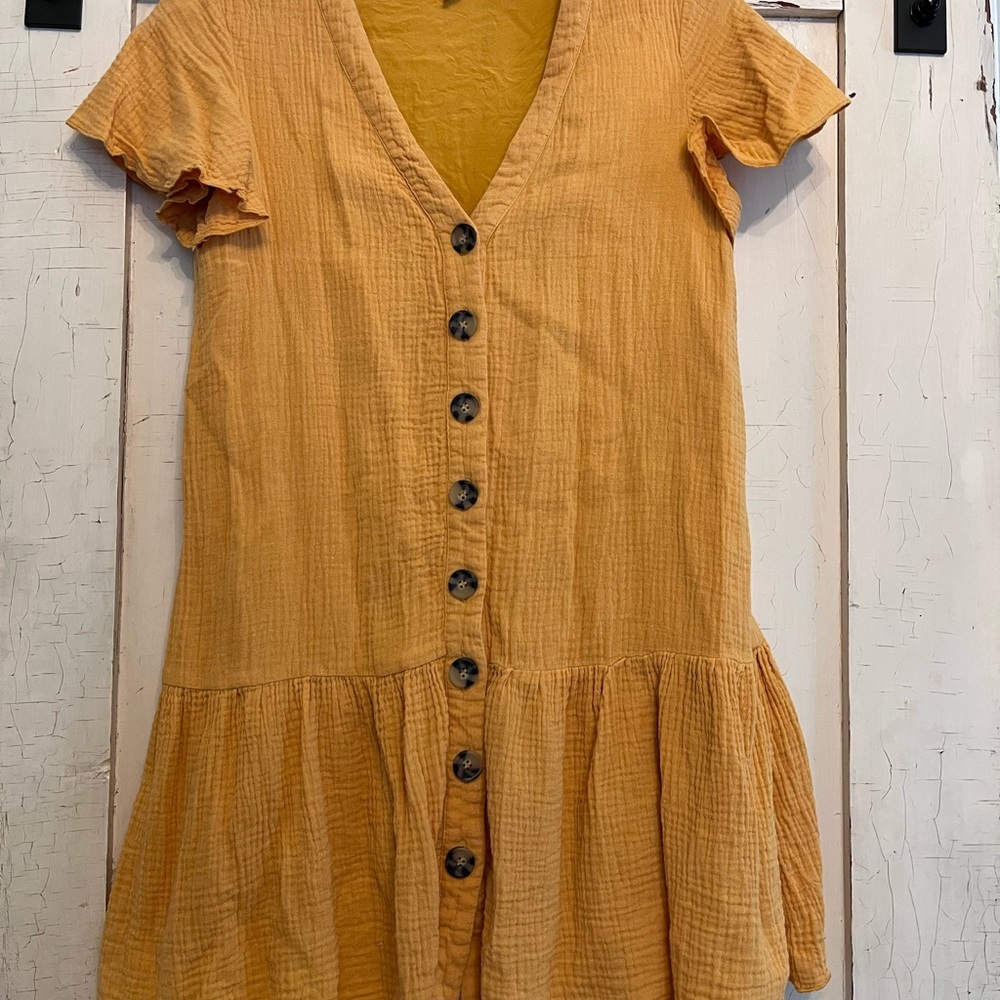 Women's Mustard Button-Down Dress